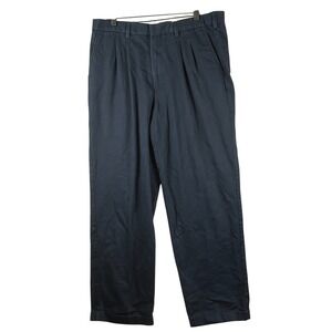 Bass Mens 36x32 Navy Blue Pleated Cotton Premium Chino Pants Classic Casual